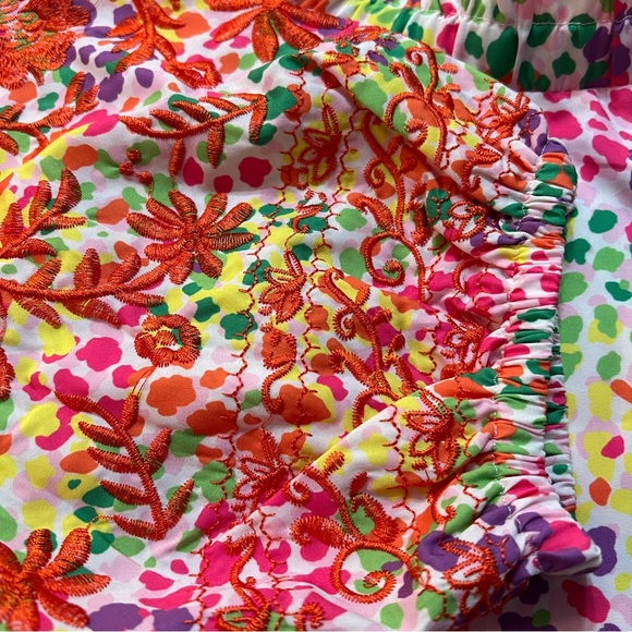 Periwinkle Colorful Spots‎ Season Bright and Embroidered Blouse. Size XL. - Picture 10 of 13